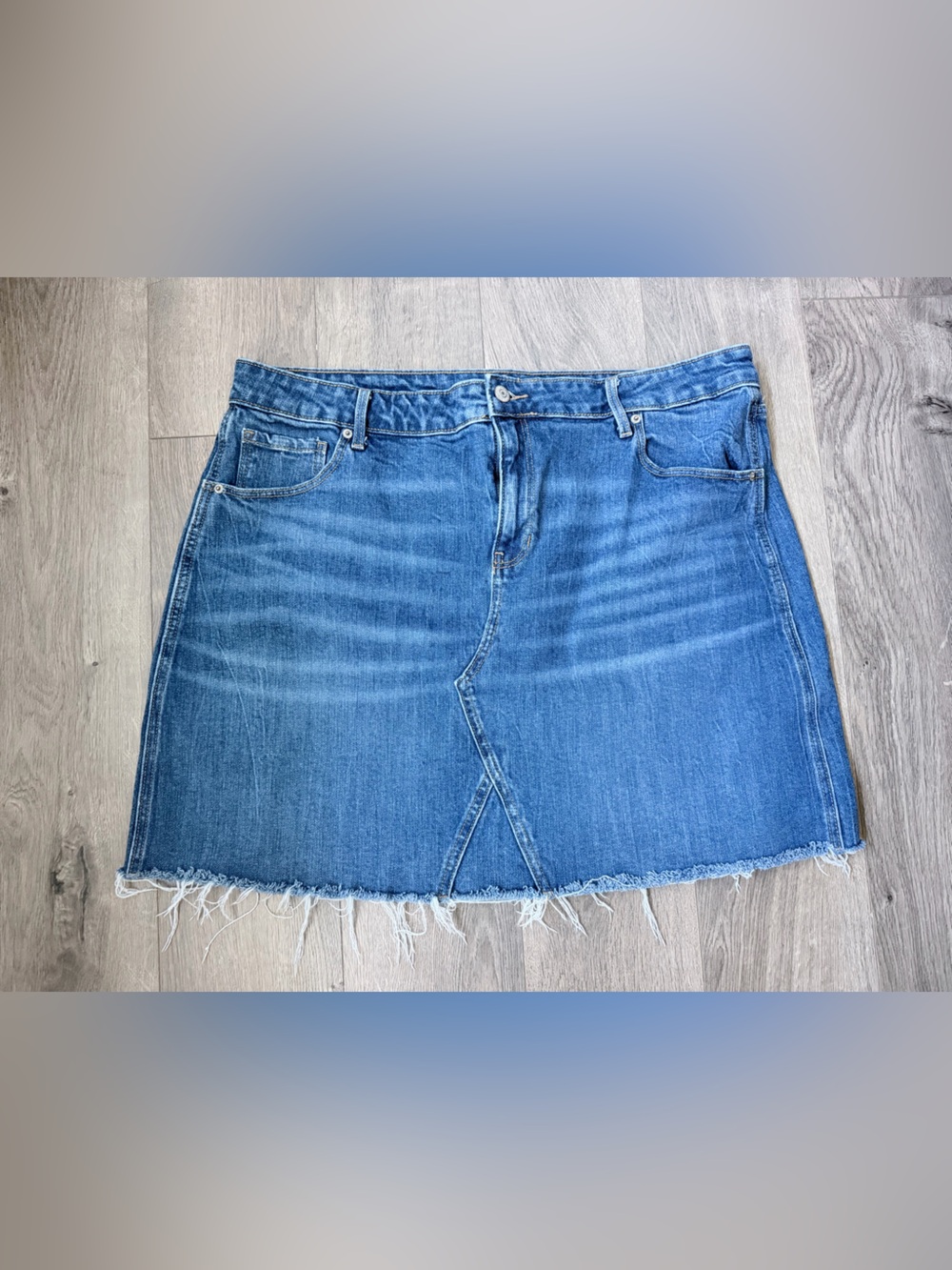 Old Navy Blue Denim Mini Skirt with Frayed Hem
